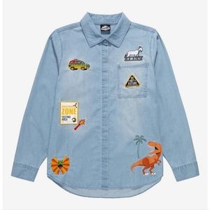 Jurassic Park Embroidered Denim Button Up
